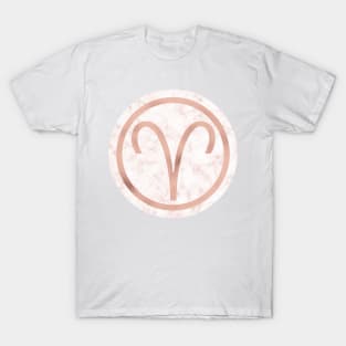 Rose Gold Marble Zodiac - Aries T-Shirt